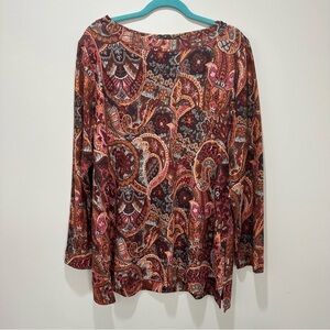 Soft Surroundings Autumnal Paisley Longline Tunic Top. 1X